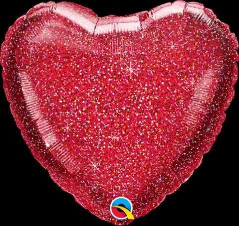 18" HEART FOIL GLITTERGRAPHIC RED